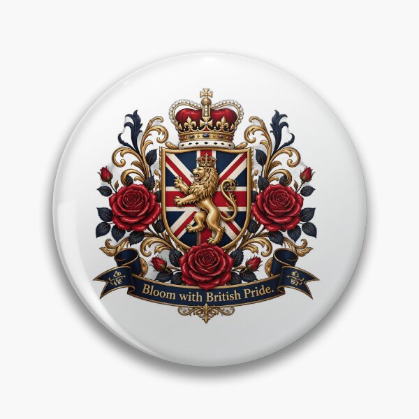Item preview, Bloom with British Pride – Royal Lion Crest & Union Jack Rose Design | Vintage British Heritage Art designed and sold by ColorClouds.