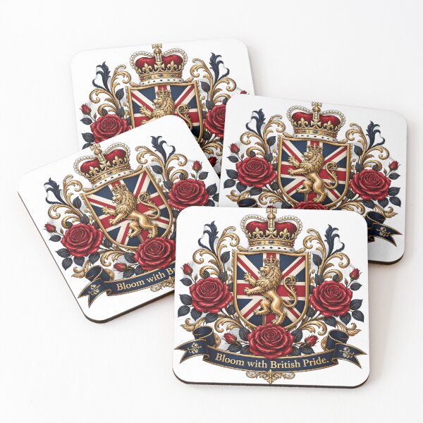 Item preview, Bloom with British Pride – Royal Lion Crest & Union Jack Rose Design | Vintage British Heritage Art designed and sold by ColorClouds.