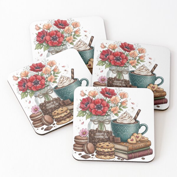 Item preview, Cozy Coffee and Flowers Aesthetic - Craft Cafe Book Club designed and sold by sanorastyle.