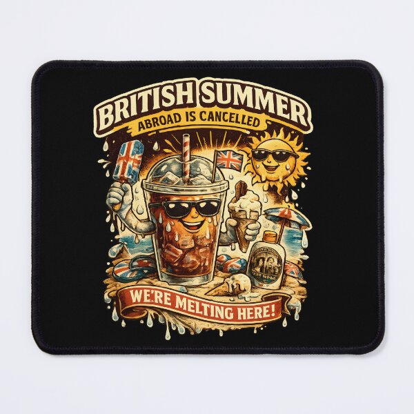 Item preview, British Summer Abroad Is Cancelled We're Melting Here Funny UK T-Shirt designed and sold by BlightyandCo.