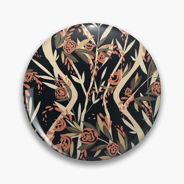 Item preview, French Textured Floral Vine Chintz - Olive Coral Black Peach Cream designed and sold by LoveAlways-AEP.