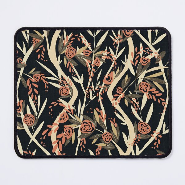 Item preview, French Textured Floral Vine Chintz - Olive Coral Black Peach Cream designed and sold by LoveAlways-AEP.