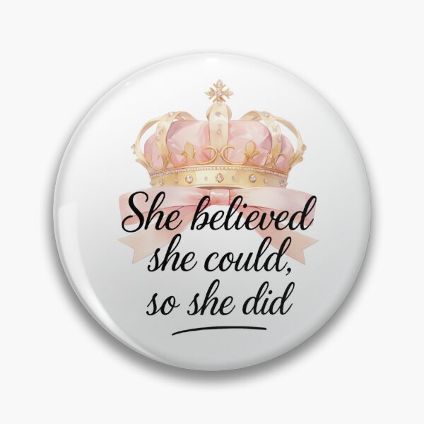 Item preview, She Believed She Could So She Did Quote with Crown & Pink Bow designed and sold by jeweleddesigns.