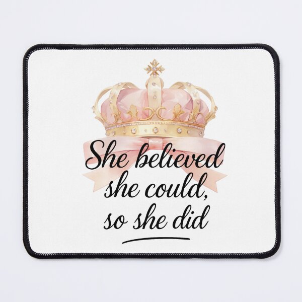 Item preview, She Believed She Could So She Did Quote with Crown & Pink Bow designed and sold by jeweleddesigns.