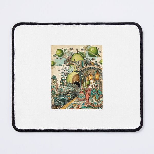 Item preview, Surreal Avocado Train Station Art – Vintage Steampunk Collage designed and sold by marianka91.