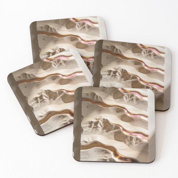 Item preview, Rose Gold Molten Topographic Relief on Beige Travertine Marble designed and sold by sana designer.