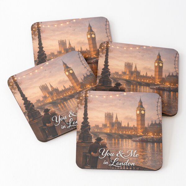 Item preview, You & Me in London – Romantic Thames Sunset Couple Art designed and sold by Ve & Co.