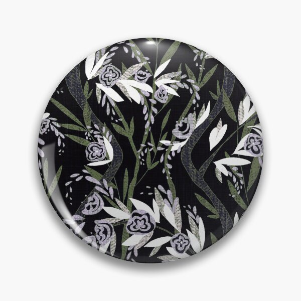 Item preview, French Textured Floral Vine Chintz - Jungle Green Black White Lavender designed and sold by LoveAlways-AEP.