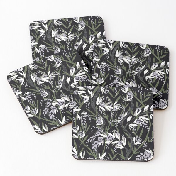 Item preview, French Textured Floral Vine Chintz - Jungle Green Black White Lavender designed and sold by LoveAlways-AEP.