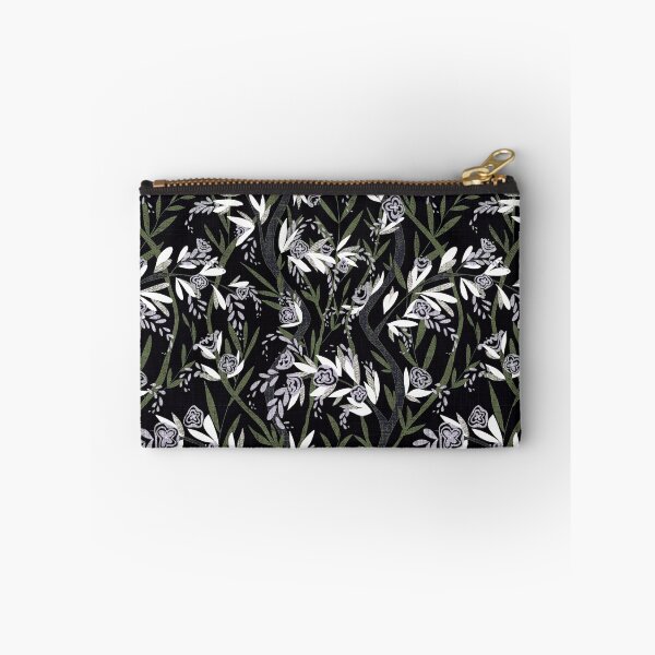 Item preview, French Textured Floral Vine Chintz - Jungle Green Black White Lavender designed and sold by LoveAlways-AEP.