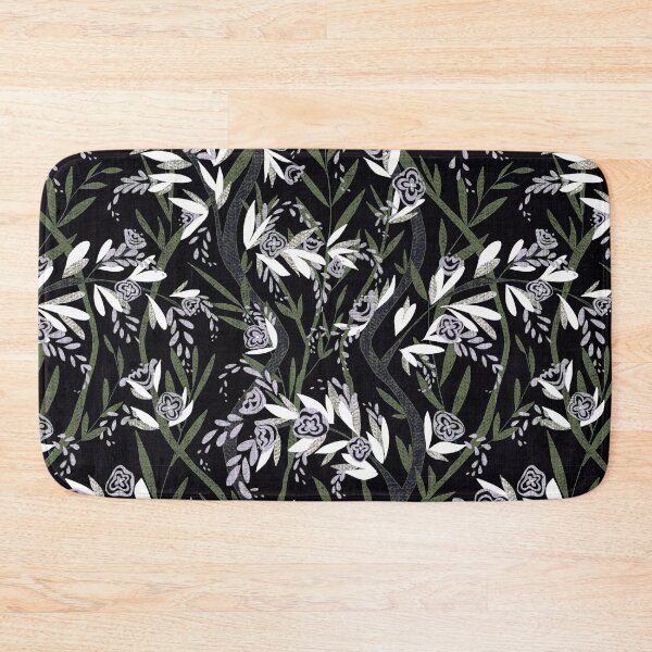Item preview, French Textured Floral Vine Chintz - Jungle Green Black White Lavender designed and sold by LoveAlways-AEP.