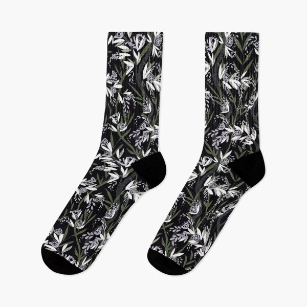 Item preview, French Textured Floral Vine Chintz - Jungle Green Black White Lavender designed and sold by LoveAlways-AEP.