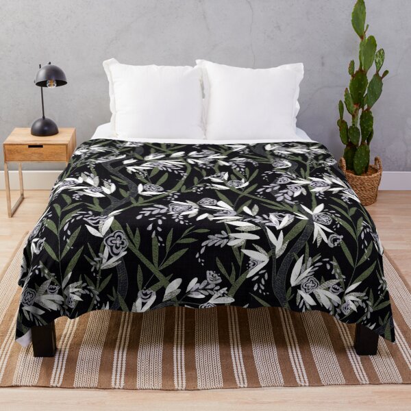Item preview, French Textured Floral Vine Chintz - Jungle Green Black White Lavender designed and sold by LoveAlways-AEP.