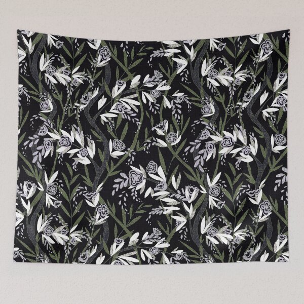 Item preview, French Textured Floral Vine Chintz - Jungle Green Black White Lavender designed and sold by LoveAlways-AEP.