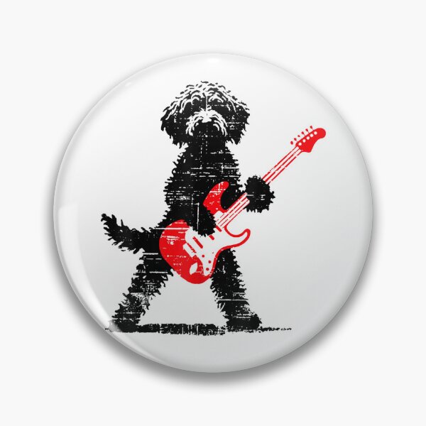 Item preview, Vintage Goldendoodle Rock Playing Guitar Dog Music designed and sold by studiopekepeke.
