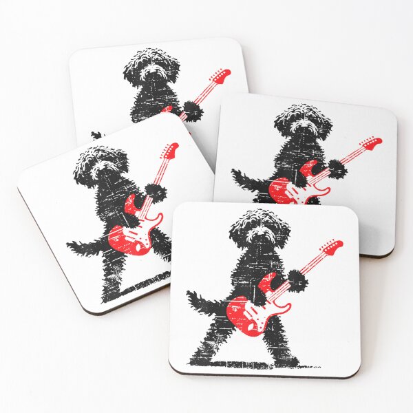 Item preview, Vintage Goldendoodle Rock Playing Guitar Dog Music designed and sold by studiopekepeke.