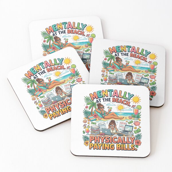 Item preview, Mentally at the beach, physically paying bills- summer design designed and sold by RahRahsCreation.