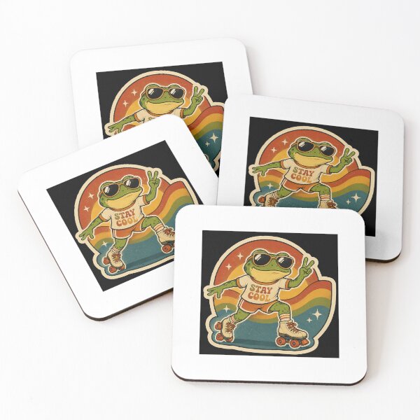 Item preview, Retro Roller Skating Frog Sticker – 70s Vintage Stay Cool Art designed and sold by marianka91.