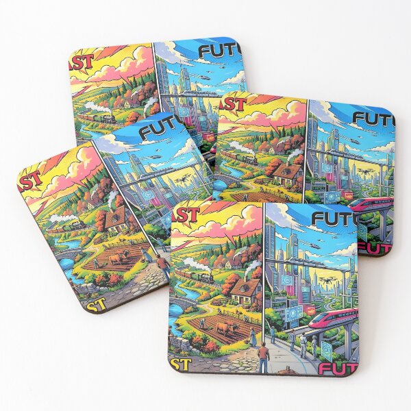 Item preview, Past vs Future Pop Art Retro Futuristic Split Scene designed and sold by Daniela`s shop.