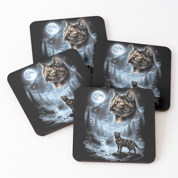Item preview, Tortoiseshell Cat Howling At The Moon 90s Retro Vintage designed and sold by studiopekepeke.
