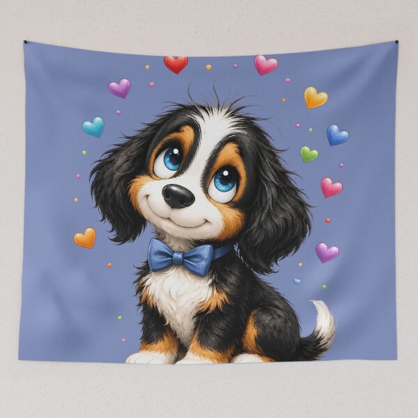 Artikelvorschau, Niedliche Welpenliebe: Cavalier Spaniel mit Regenbogenherzen entworfen und verkauft von digitalbob60.