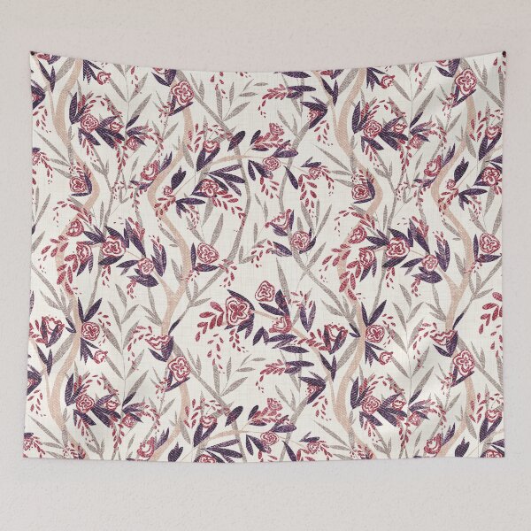 Item preview, Tweed Textured French Floral Vine Chintz -  Plums Neutrals Burgundy Cream designed and sold by LoveAlways-AEP.