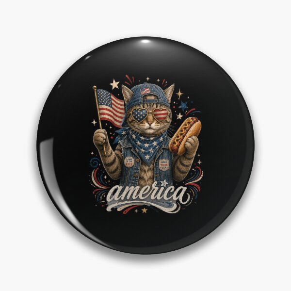 Item preview, Patriotic Cat America Flag Hot Dog Vintage USA Art designed and sold by FormalDehyena.