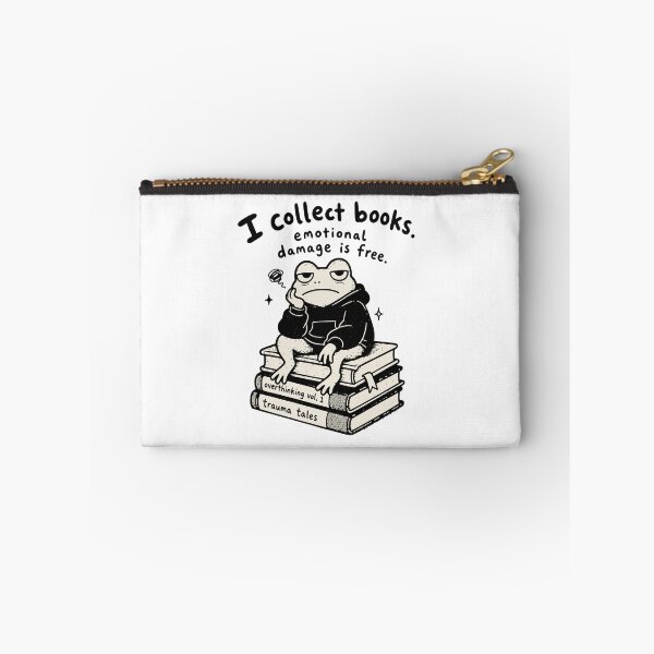 Item preview, I collect books, emotional damage is free - design for introvert book lover - meme core designed and sold by Fantasy Cache.