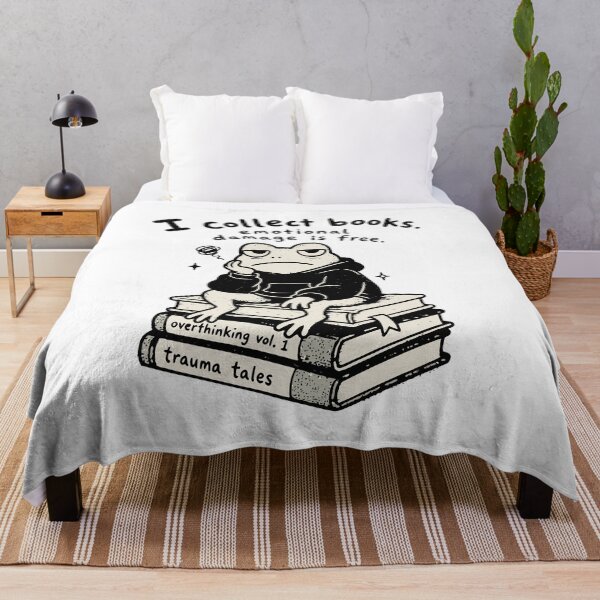 Item preview, I collect books, emotional damage is free - design for introvert book lover - meme core designed and sold by Fantasy Cache.