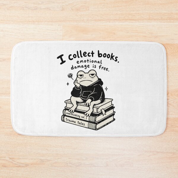 Item preview, I collect books, emotional damage is free - design for introvert book lover - meme core designed and sold by Fantasy Cache.