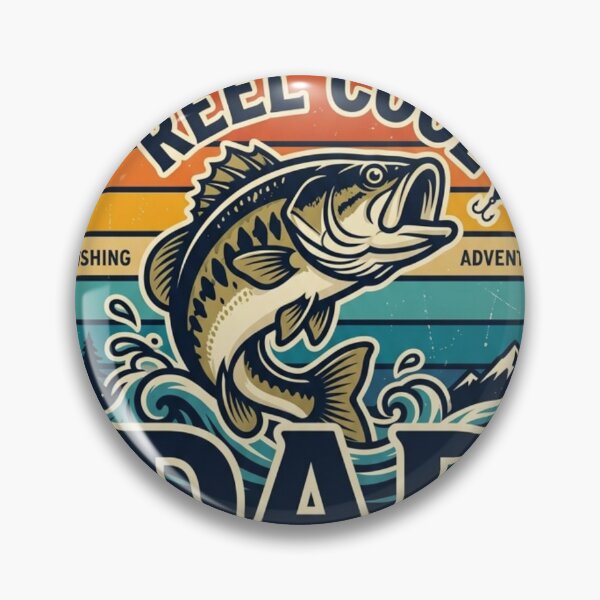 Item preview, Reel Cool Dad Vintage Fishing Sunset Badge designed and sold by PACS0011.