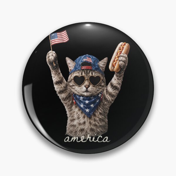 Item preview, Retro America Cat Hot Dog Lovers Patriotic US Flag designed and sold by studiopekepeke.