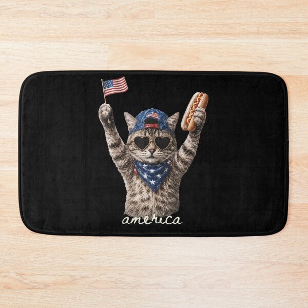 Item preview, Retro America Cat Hot Dog Lovers Patriotic US Flag designed and sold by studiopekepeke.