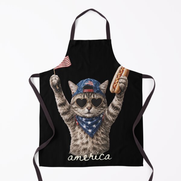 Item preview, Retro America Cat Hot Dog Lovers Patriotic US Flag designed and sold by studiopekepeke.
