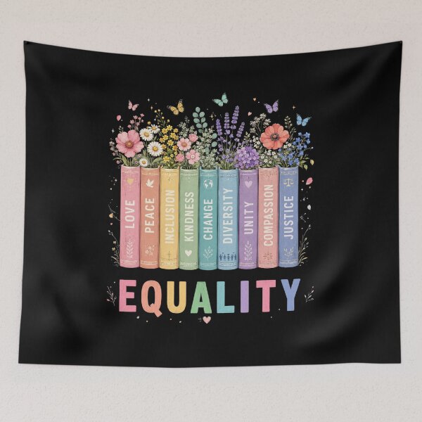 Item preview, Equality Floral Books Inspirational Rainbow Message designed and sold by FormalDehyena.
