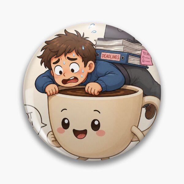 Item preview, Funny Coffee Saving Stressed Worker Art – Cute Kawaii Mug Illustration designed and sold by marianka91.