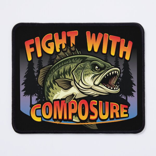 Item preview, Largemouth Bass vector illustration with text "Fight With Composure" designed and sold by Art-Horizon.