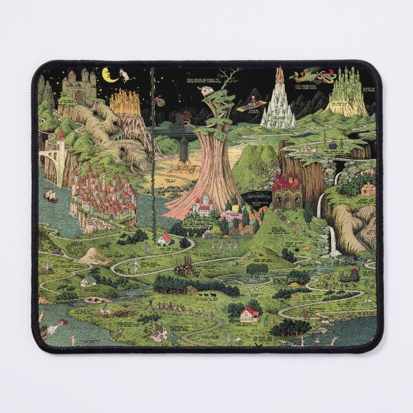 Item preview, Vintage Fantasy Map Painting | The Land of Make Believe Fairy Tale Storybook Artwork | 1933 Rustic Fairy Tale Wall Decor designed and sold by codeslinger.