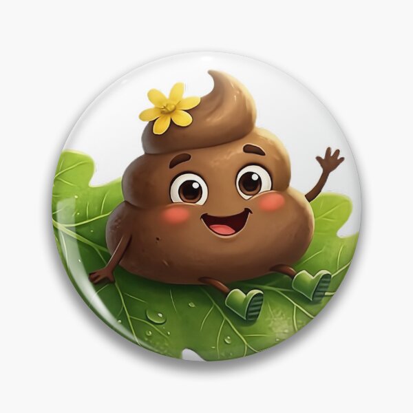 Item preview, Happy Little Poop with Flower on Oak Leaf designed and sold by Lovely Elen.