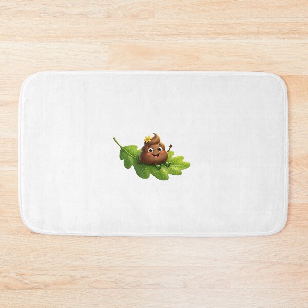Item preview, Happy Little Poop with Flower on Oak Leaf designed and sold by Lovely Elen.