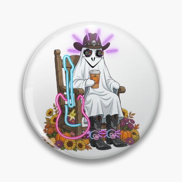 Item preview, Retro Neon Cowgirl Ghost with Guitar - Western Halloween designed and sold by VibranPalette.
