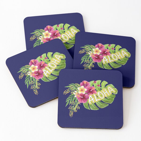 Item preview, Watercolor Aloha Tropical Hibiscus and Monstera Leaf designed and sold by SolutionsArt.