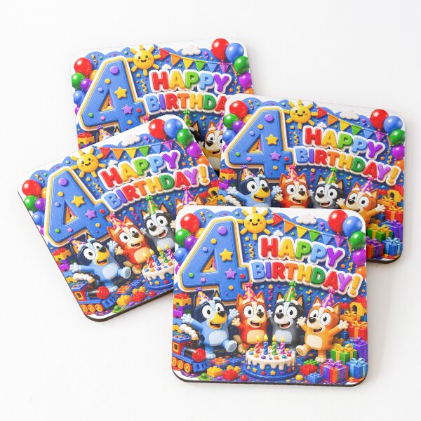 Item preview,     Bluey Number 4 Birthday Sticker PNG designed and sold by NorthernDk_art .