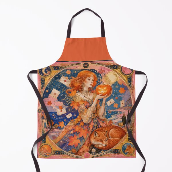 Item preview, The Autumn Goddess - Guardian of the Foxes, October Letters, Magic Pumpkin, Mystical Art Nouveau, Spirit of Samhain designed and sold by Natalia-Vlad.