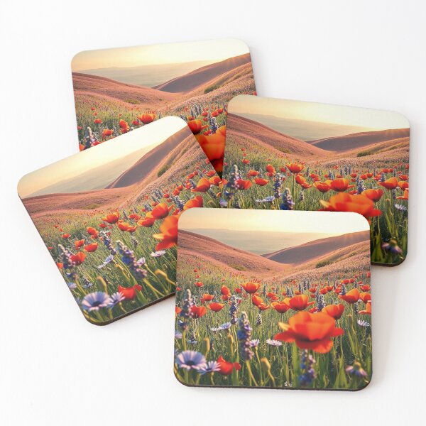 Item preview, Vibrant Poppy Hills Golden Hour Landscape designed and sold by IntelliMindDesigns.