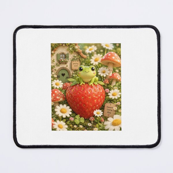Item preview, Cute Cottagecore Frog on Strawberry Art designed and sold by marianka91.