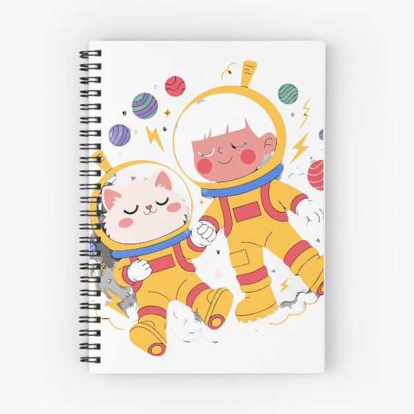 Item preview, Cute Cat and Boy Best Friends in Space Sticker designed and sold by inkfusionhub99.