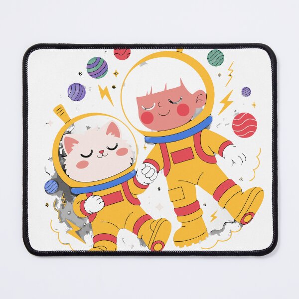 Item preview, Cute Cat and Boy Best Friends in Space Sticker designed and sold by inkfusionhub99.