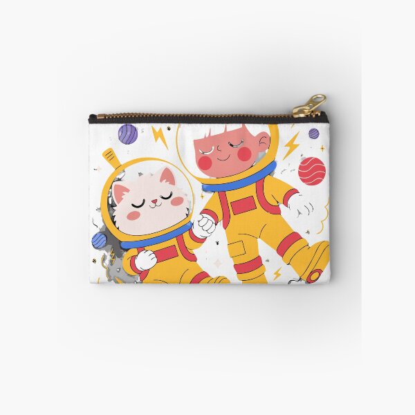 Item preview, Cute Cat and Boy Best Friends in Space Sticker designed and sold by inkfusionhub99.