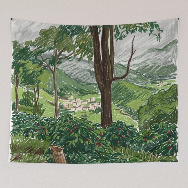 Item preview, Small village nestled among coffee plantations and mountains designed and sold by CristianCEB.